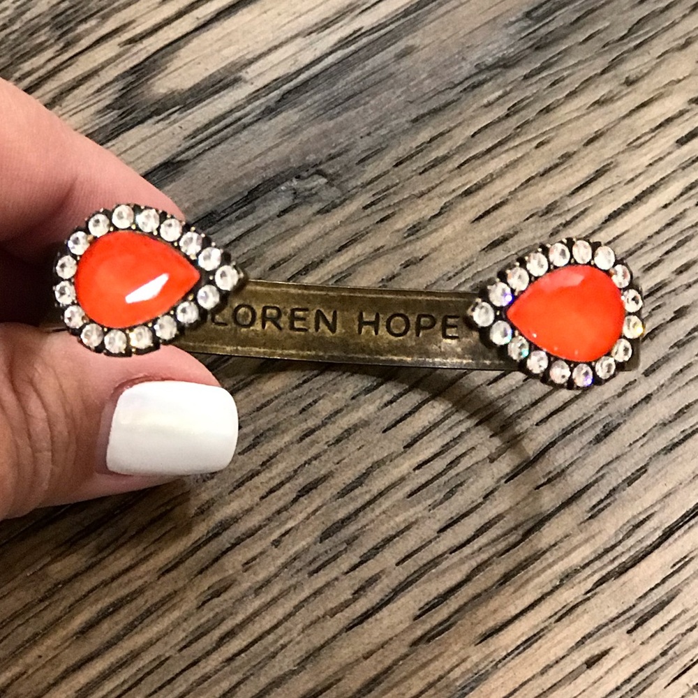 Loren Hope Orange Teardrop Crystal Bracelet Accent